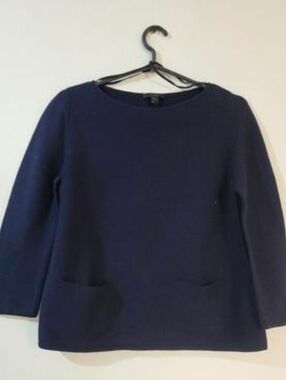 COS Navy Crewneck Pocket Sweater